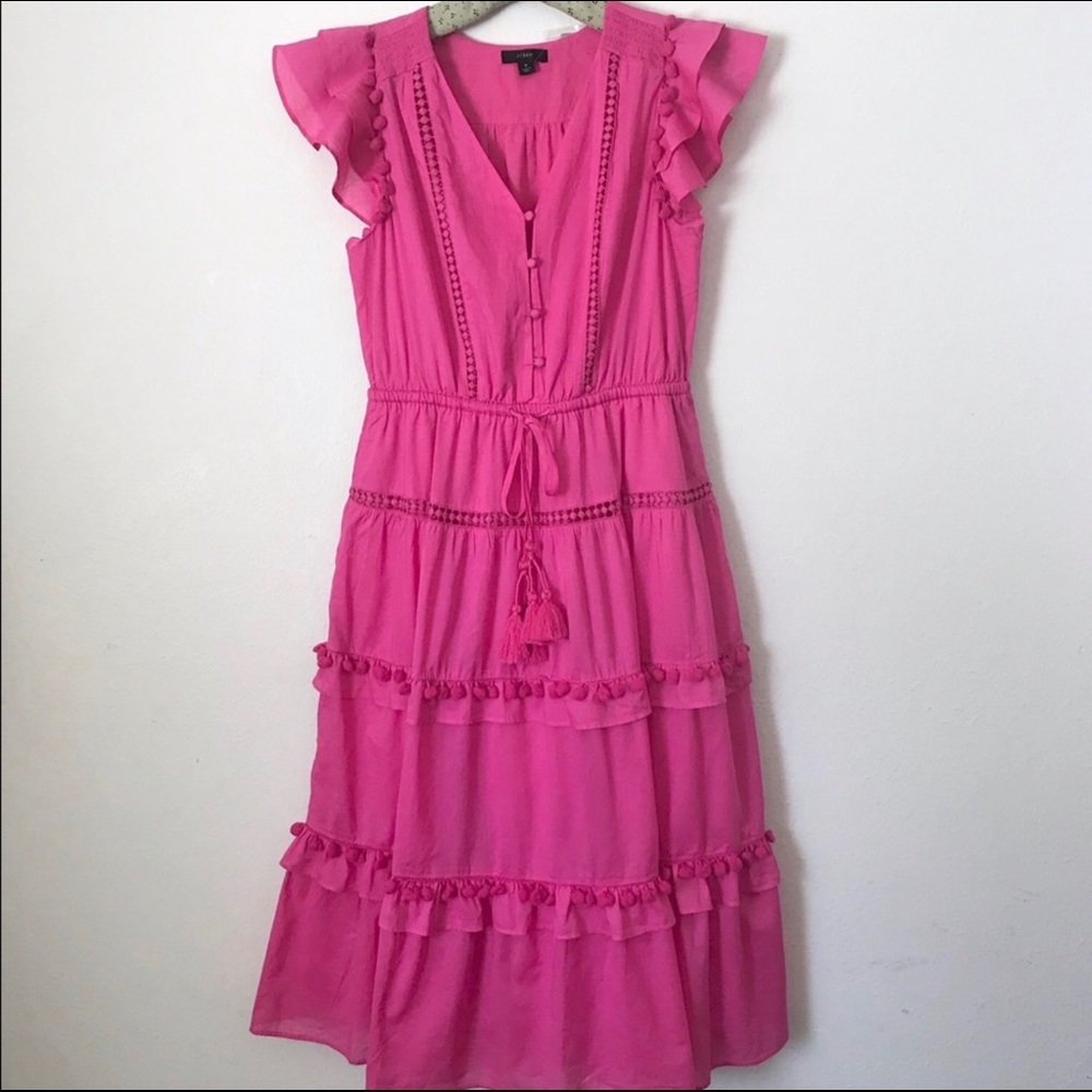 J.Crew Women’s Pink Cotton Voile Pom Pom Dress NWT Size 6